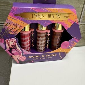 Paris Hilton Swirl & Shine Lip Gloss Set - Red, Pink, Brown